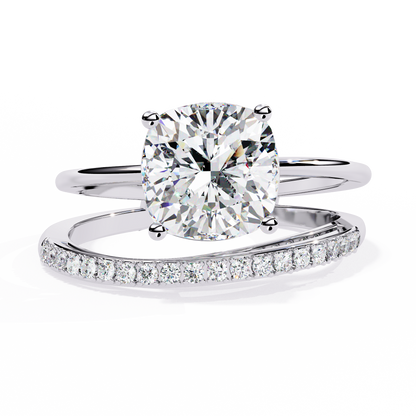 Solitaire 2.41Ct Cushion and Round Cut Diamond Elegant Channel Set Minimalist Classic Perfect Ring - HIGHCARAT DIAMONDS