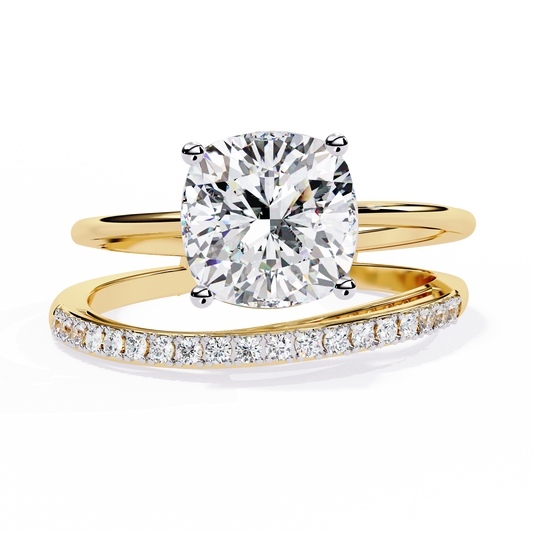 Solitaire 2.41Ct Cushion and Round Cut Diamond Elegant Channel Set Minimalist Classic Perfect Ring - HIGHCARAT DIAMONDS