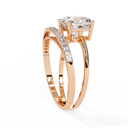 Solitaire 2.41Ct Cushion and Round Cut Diamond Elegant Channel Set Minimalist Classic Perfect Ring