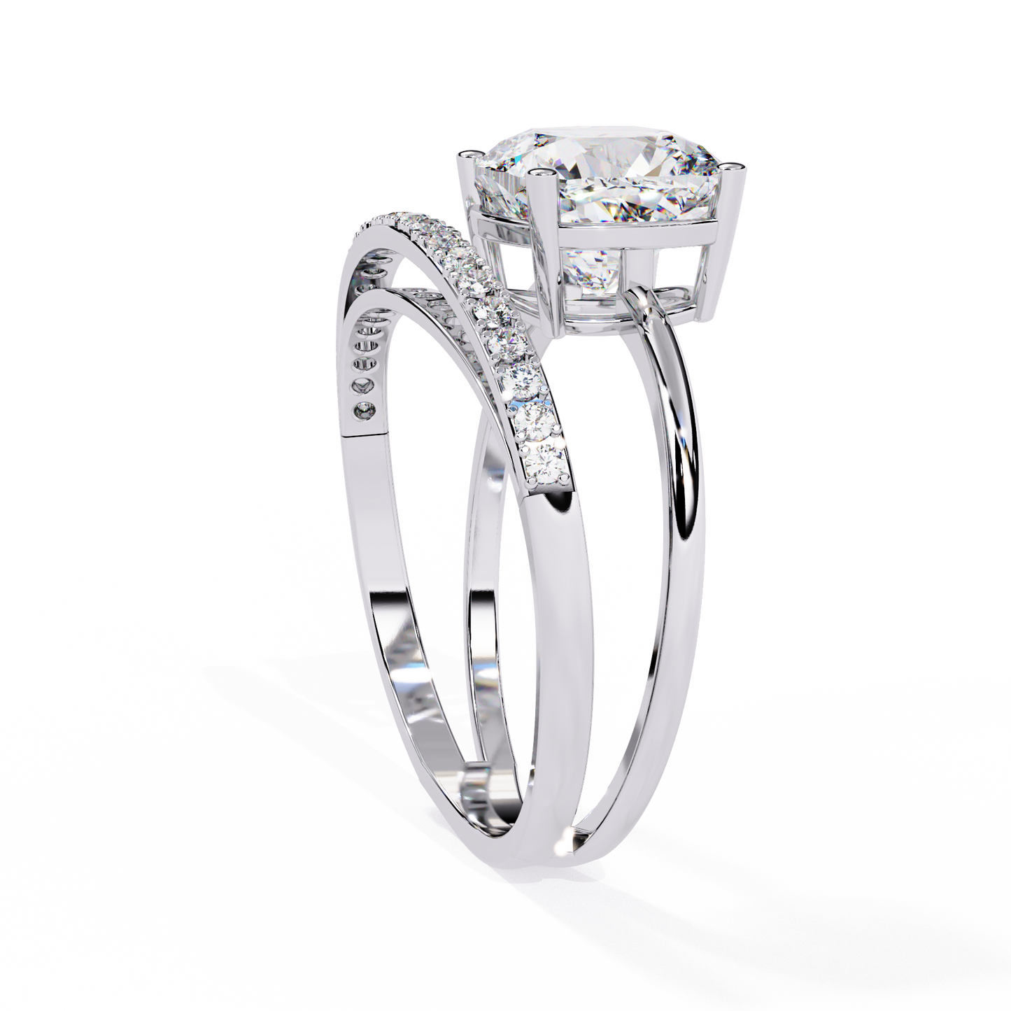 Solitaire 2.41Ct Cushion and Round Cut Diamond Elegant Channel Set Minimalist Classic Perfect Ring