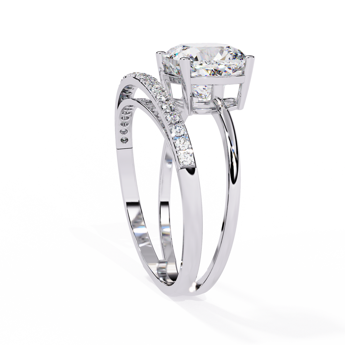 Solitaire 2.41Ct Cushion and Round Cut Diamond Elegant Channel Set Minimalist Classic Perfect Ring - HIGHCARAT DIAMONDS