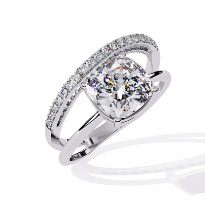 Solitaire 2.41Ct Cushion and Round Cut Diamond Elegant Channel Set Minimalist Classic Perfect Ring - HIGHCARAT DIAMONDS