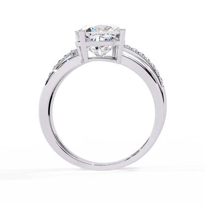 Solitaire 2.41Ct Cushion and Round Cut Diamond Elegant Channel Set Minimalist Classic Perfect Ring