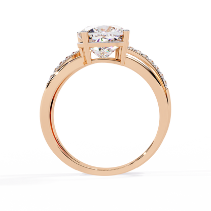 Solitaire 2.41Ct Cushion and Round Cut Diamond Elegant Channel Set Minimalist Classic Perfect Ring