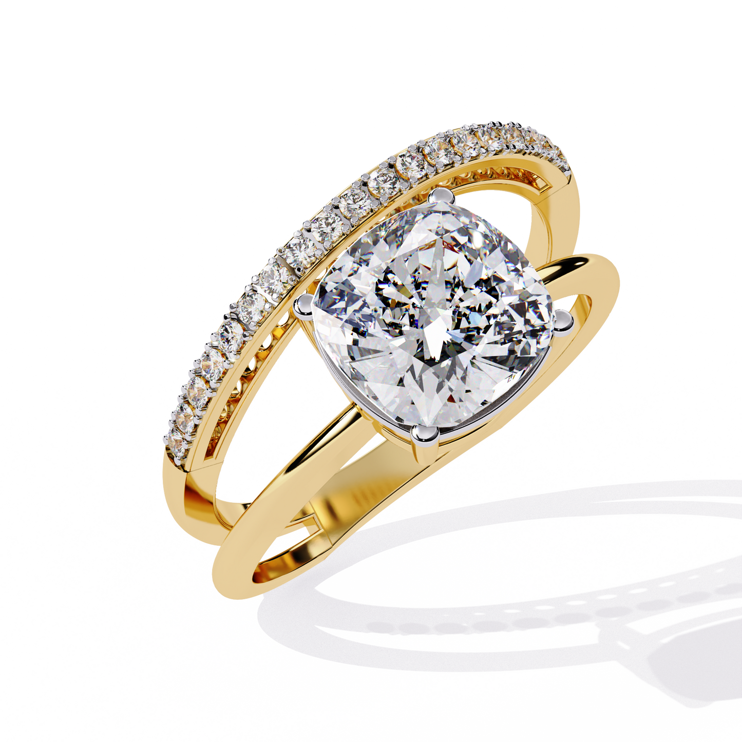 Solitaire 2.41Ct Cushion and Round Cut Diamond Elegant Channel Set Minimalist Classic Perfect Ring