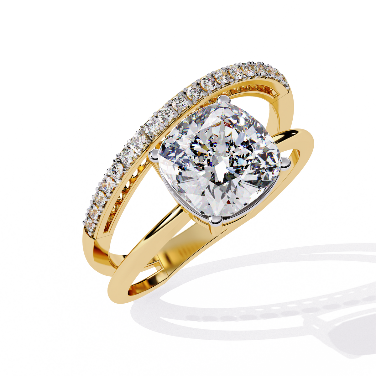 Solitaire 2.41Ct Cushion and Round Cut Diamond Elegant Channel Set Minimalist Classic Perfect Ring - HIGHCARAT DIAMONDS