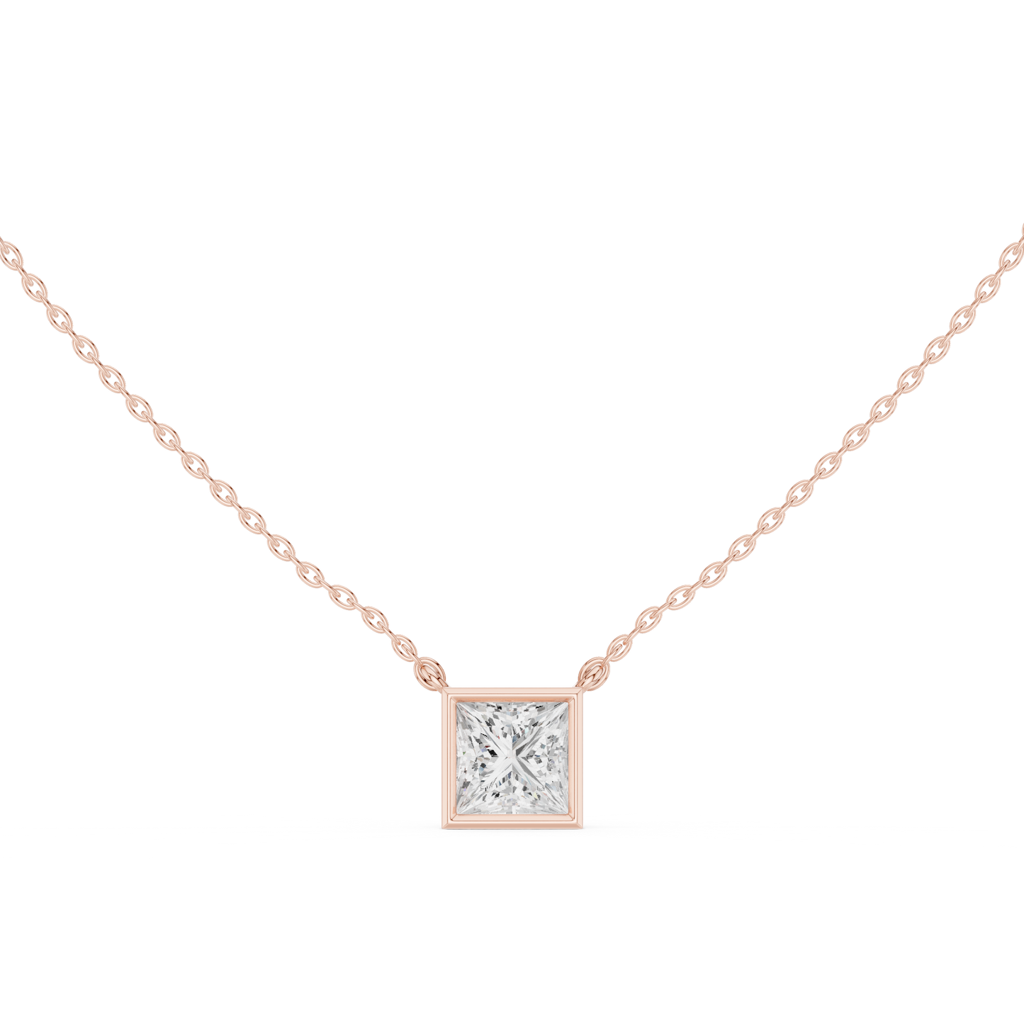 Solitaire 2.50Ct Princess Cut Lab Grown Diamond Bezel Set Pendant For Her - HIGHCARAT DIAMONDS