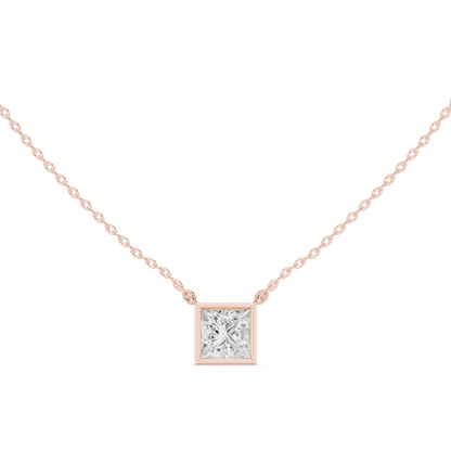 Solitaire 2.50Ct Princess Cut Lab Grown Diamond Bezel Set Pendant For Her - HIGHCARAT DIAMONDS