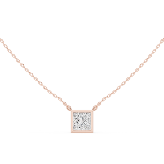 Solitaire 2.50Ct Princess Cut Lab Grown Diamond Bezel Set Pendant For Her - HIGHCARAT DIAMONDS