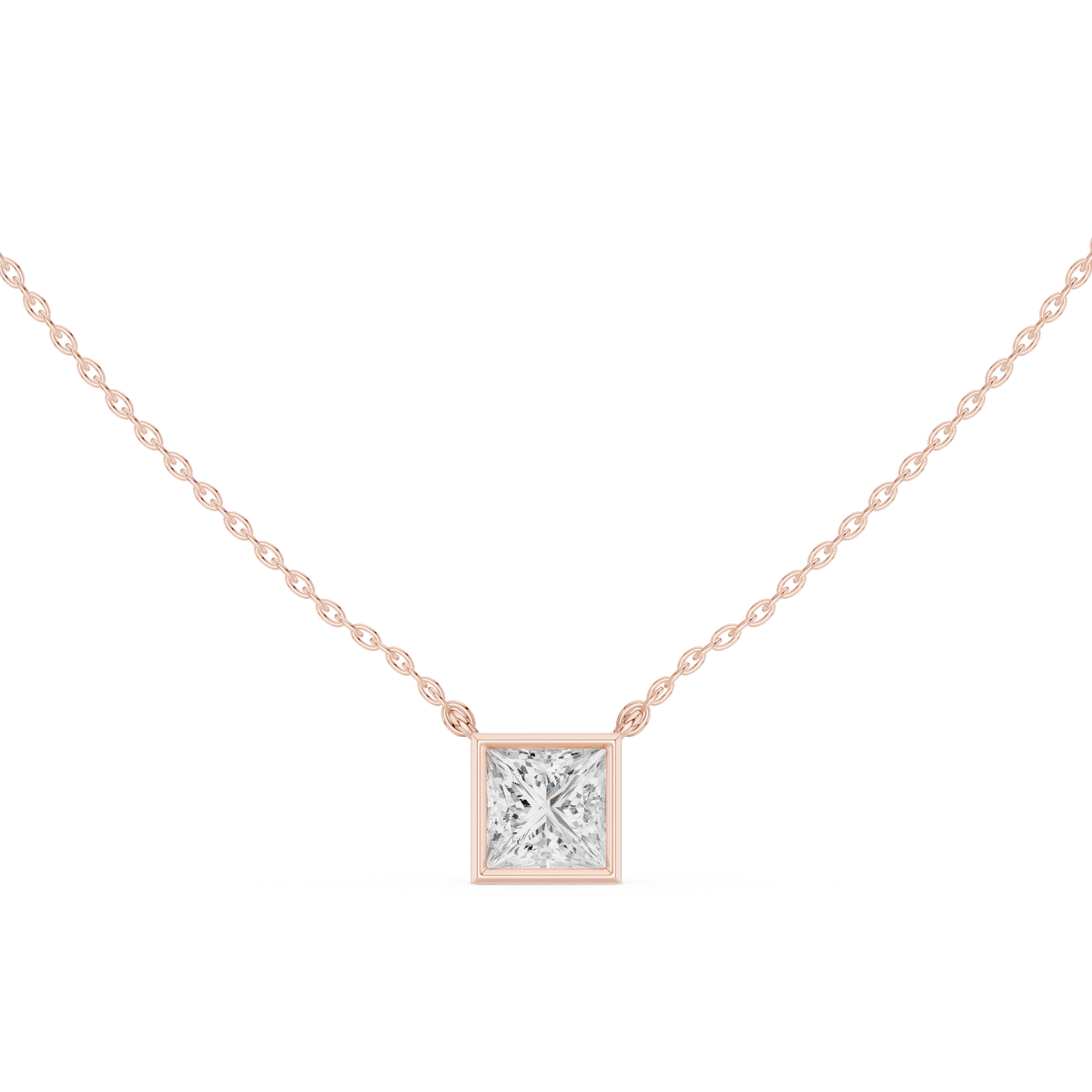 Solitaire 2.50Ct Princess Cut Lab Grown Diamond Bezel Set Pendant For Her - HIGHCARAT DIAMONDS