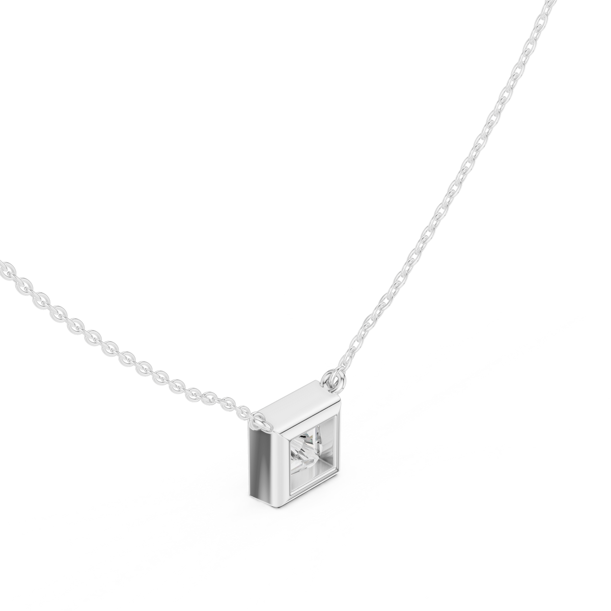Solitaire 2.50Ct Princess Cut Lab Grown Diamond Bezel Set Pendant For Her - HIGHCARAT DIAMONDS
