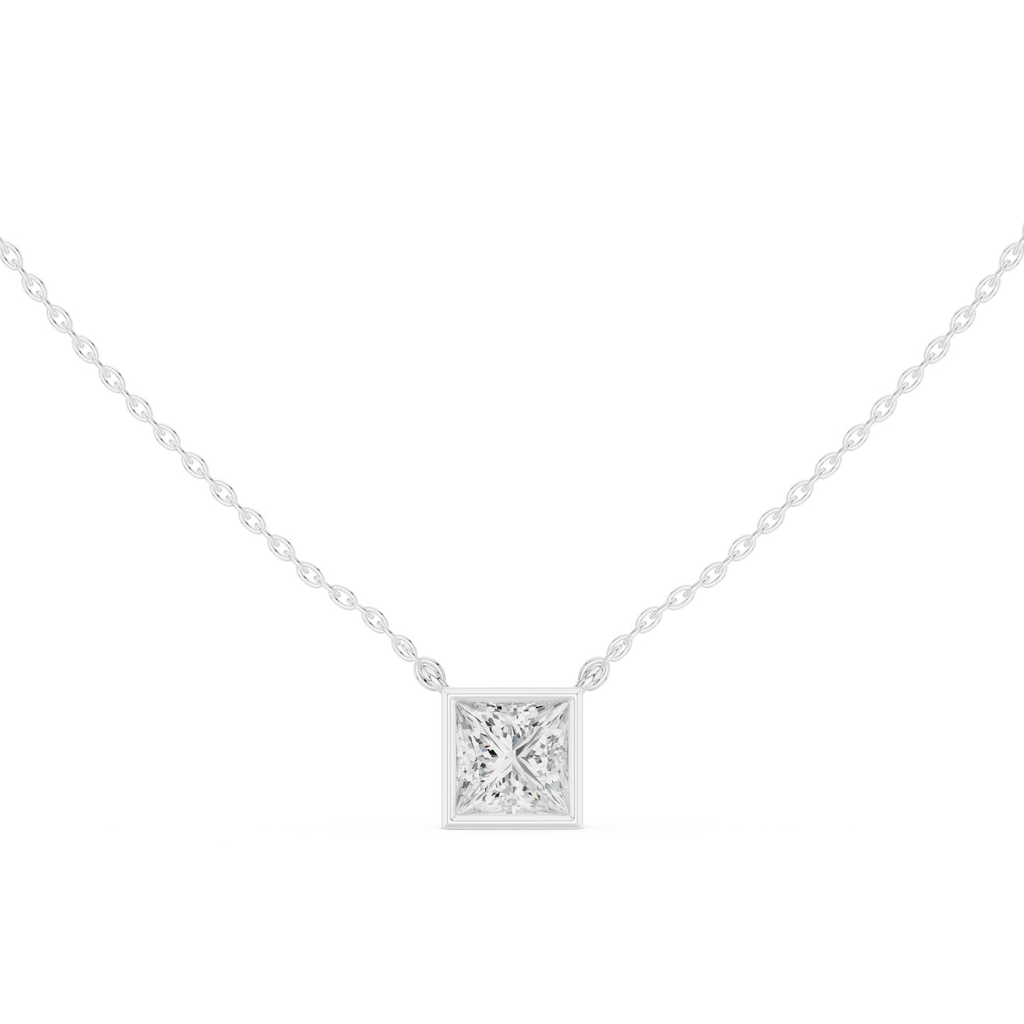 Solitaire 2.50Ct Princess Cut Lab Grown Diamond Bezel Set Pendant For Her - HIGHCARAT DIAMONDS