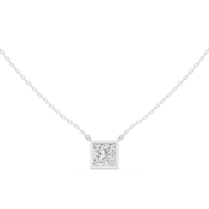 Solitaire 2.50Ct Princess Cut Lab Grown Diamond Bezel Set Pendant For Her - HIGHCARAT DIAMONDS