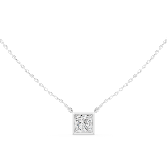 Solitaire 2.50Ct Princess Cut Lab Grown Diamond Bezel Set Pendant For Her - HIGHCARAT DIAMONDS