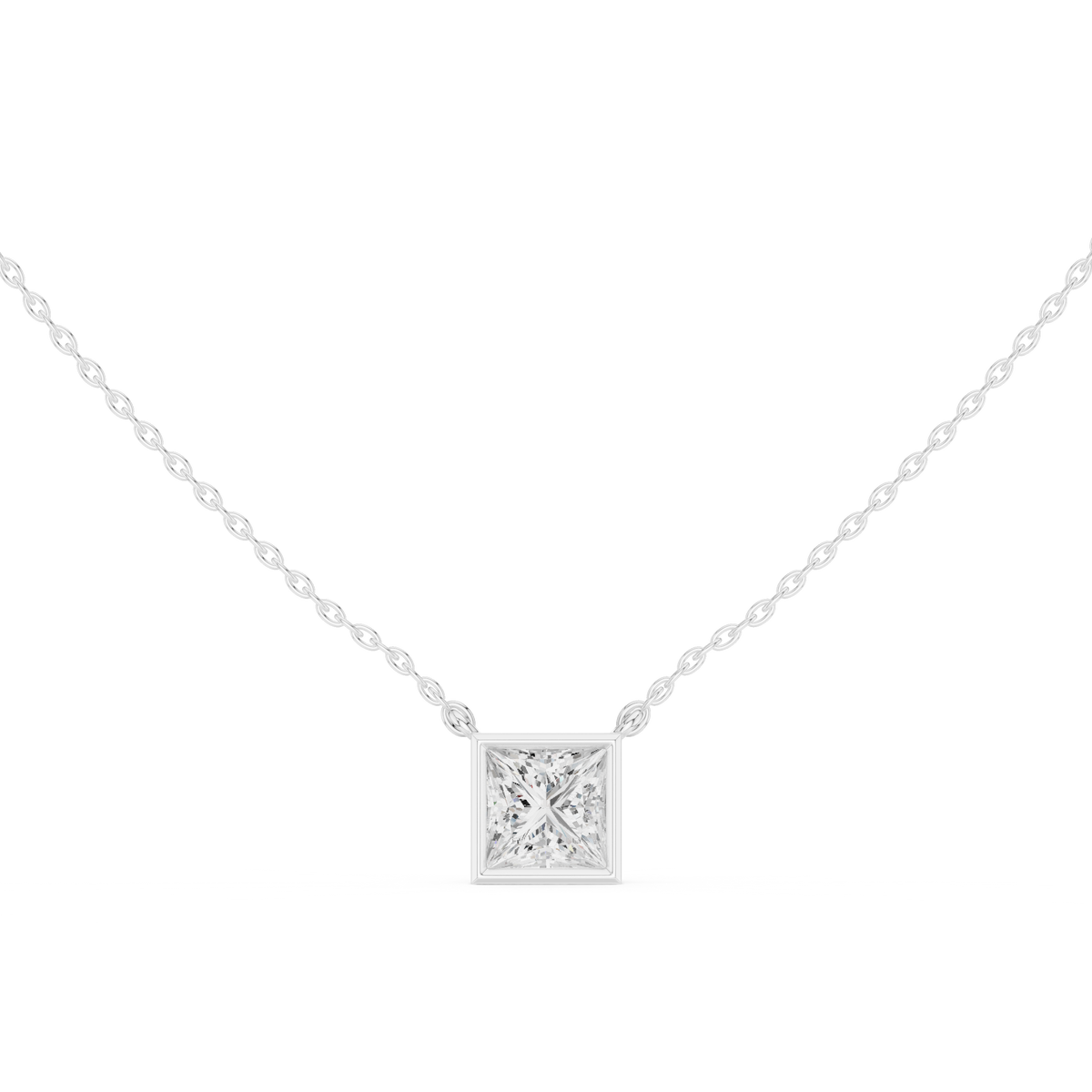 Solitaire 2.50Ct Princess Cut Lab Grown Diamond Bezel Set Pendant For Her - HIGHCARAT DIAMONDS