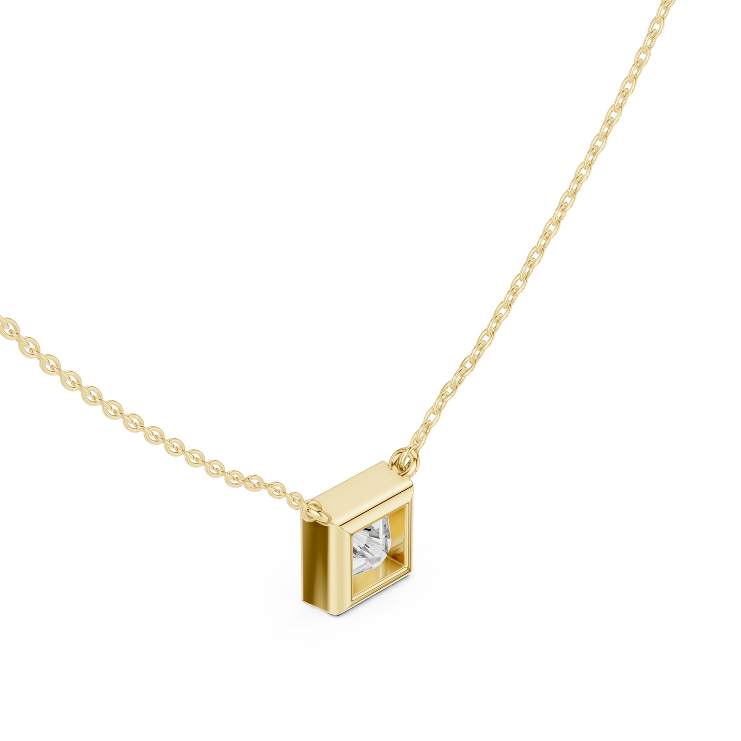 Solitaire 2.50Ct Princess Cut Lab Grown Diamond Bezel Set Pendant For Her - HIGHCARAT DIAMONDS