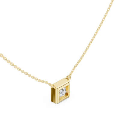 Solitaire 2.50Ct Princess Cut Lab Grown Diamond Bezel Set Pendant For Her - HIGHCARAT DIAMONDS