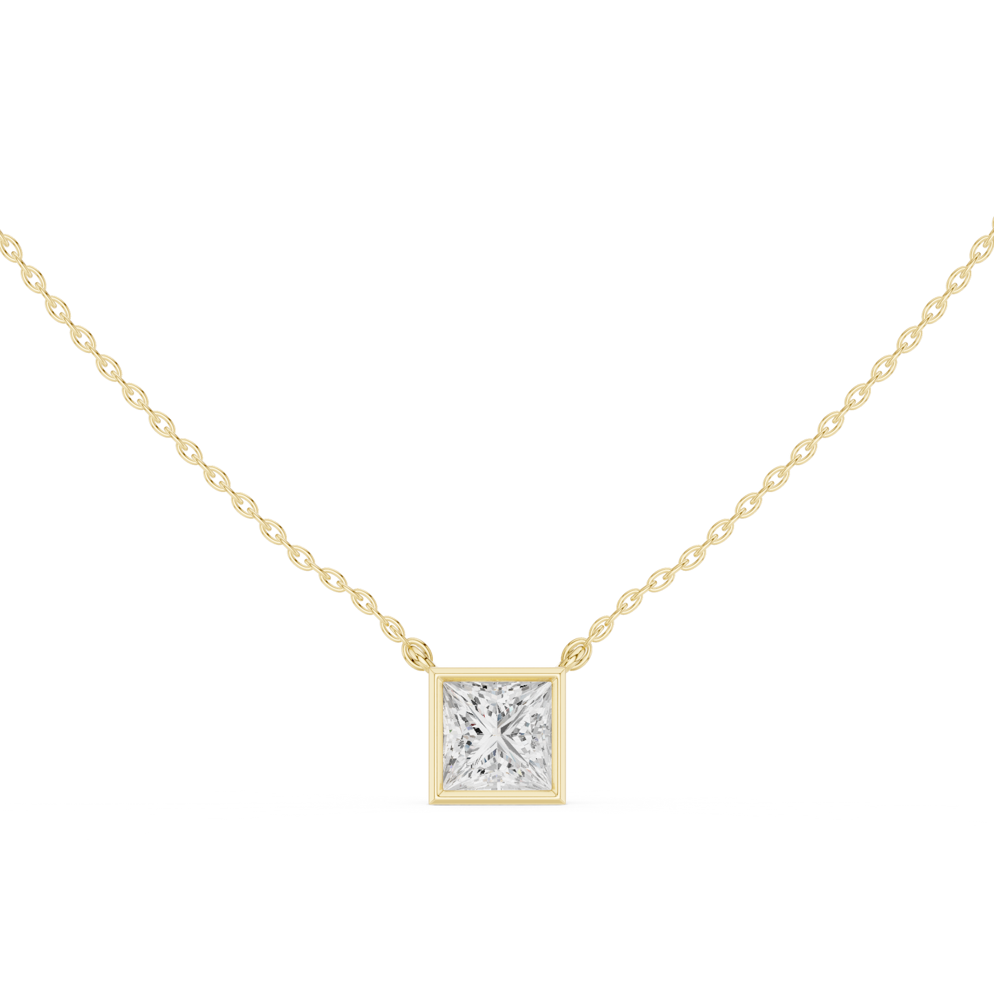 Solitaire 2.50Ct Princess Cut Lab Grown Diamond Bezel Set Pendant For Her - HIGHCARAT DIAMONDS