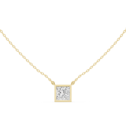 Solitaire 2.50Ct Princess Cut Lab Grown Diamond Bezel Set Pendant For Her - HIGHCARAT DIAMONDS