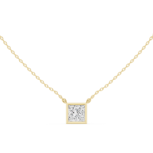 Solitaire 2.50Ct Princess Cut Lab Grown Diamond Bezel Set Pendant For Her - HIGHCARAT DIAMONDS