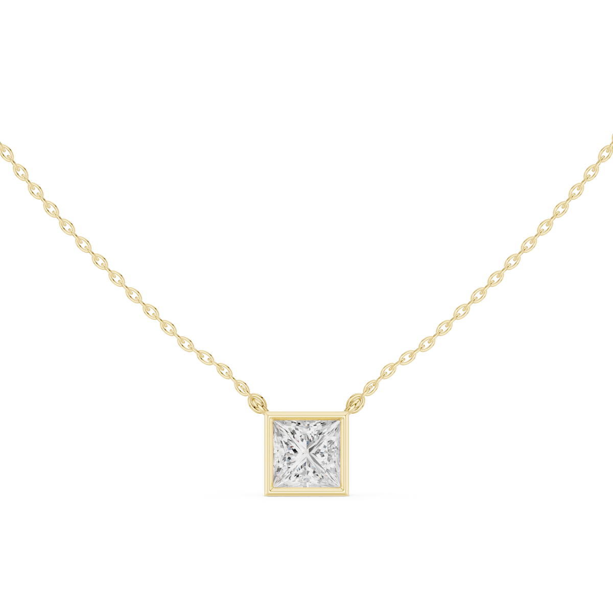 Solitaire 2.50Ct Princess Cut Lab Grown Diamond Bezel Set Pendant For Her - HIGHCARAT DIAMONDS
