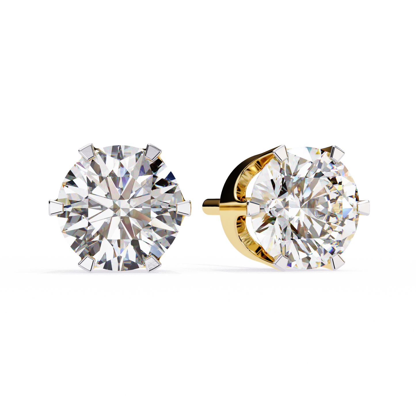 Solitaire 2.57Ct Round Cut Lab Grown Diamond 6 Pave Set Delicate Handmade Vintage Daily Wear Stud Earring - HIGHCARAT DIAMONDS