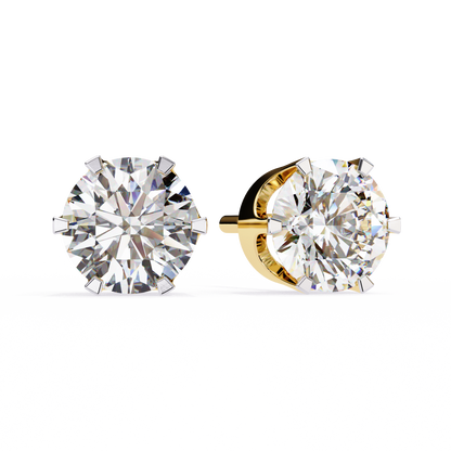 Solitaire 2.57Ct Round Cut Lab Grown Diamond 6 Pave Set Delicate Handmade Vintage Daily Wear Stud Earring - HIGHCARAT DIAMONDS