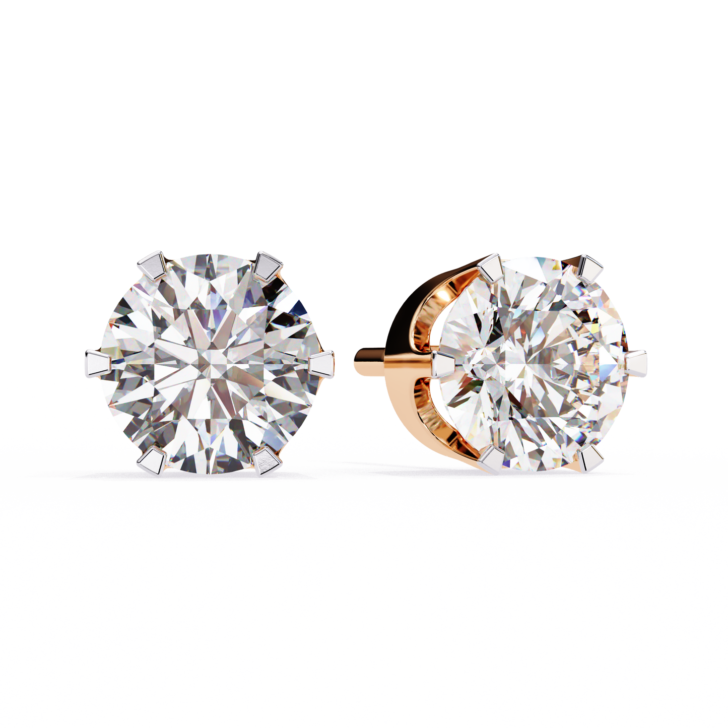 Solitaire 2.57Ct Round Cut Lab Grown Diamond 6 Pave Set Delicate Handmade Vintage Daily Wear Stud Earring - HIGHCARAT DIAMONDS