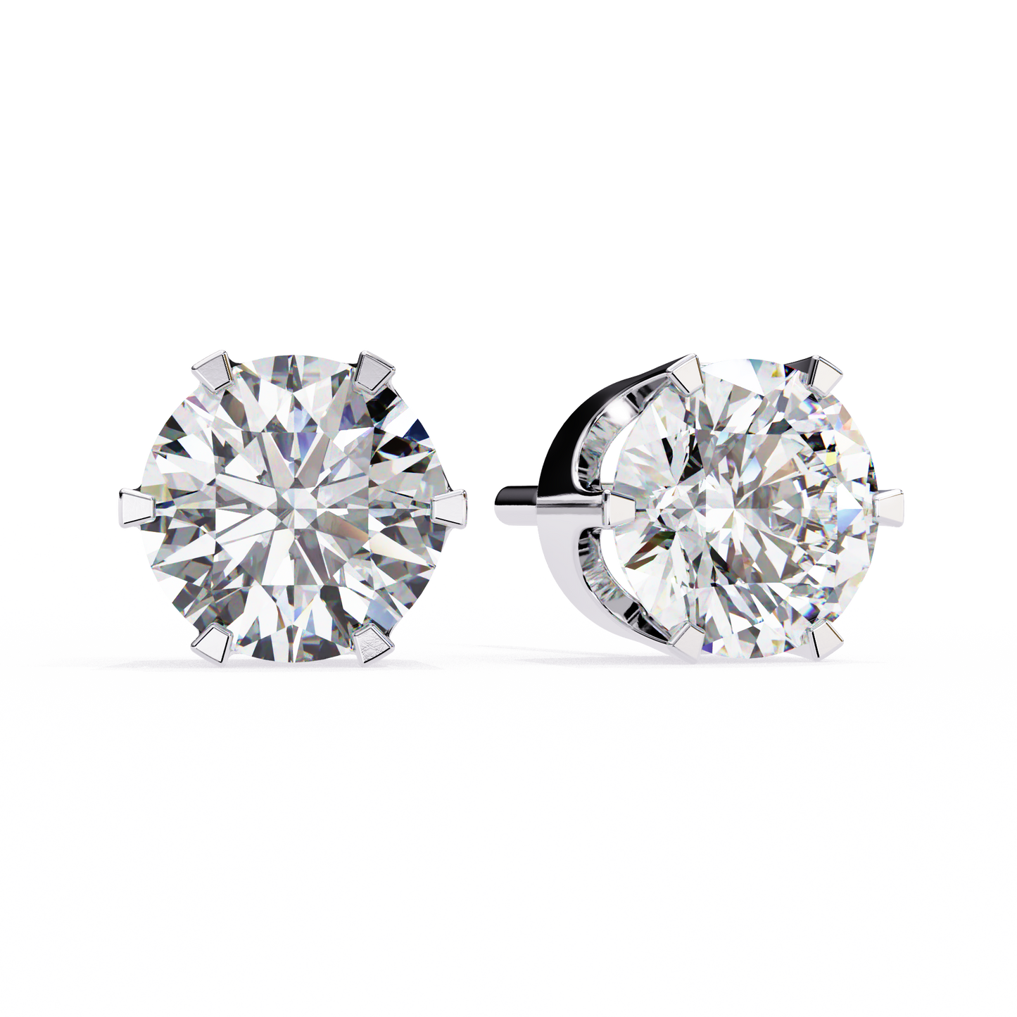 Solitaire 2.57Ct Round Cut Lab Grown Diamond 6 Pave Set Delicate Handmade Vintage Daily Wear Stud Earring - HIGHCARAT DIAMONDS