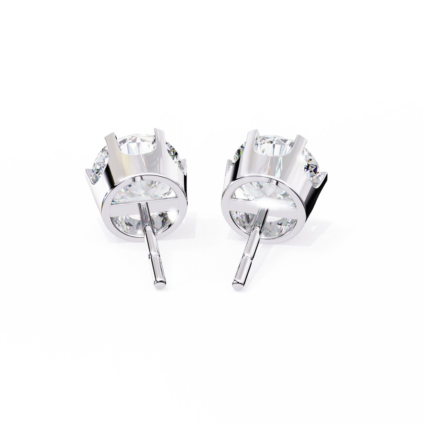 Solitaire 2.57Ct Round Cut Lab Grown Diamond 6 Pave Set Delicate Handmade Vintage Daily Wear Stud Earring - HIGHCARAT DIAMONDS