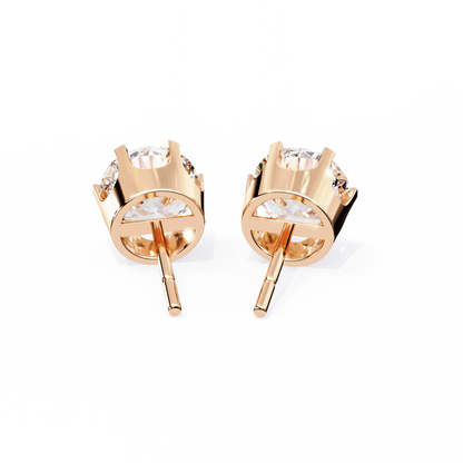 Solitaire 2.57Ct Round Cut Lab Grown Diamond 6 Pave Set Delicate Handmade Vintage Daily Wear Stud Earring - HIGHCARAT DIAMONDS