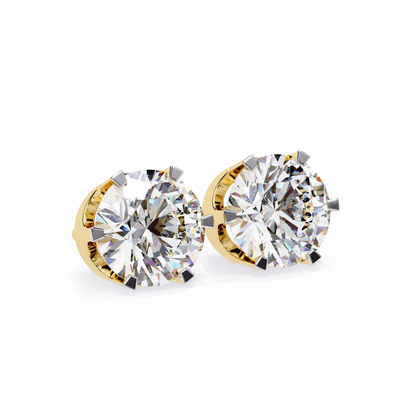 Solitaire 2.57Ct Round Cut Lab Grown Diamond 6 Pave Set Delicate Handmade Vintage Daily Wear Stud Earring - HIGHCARAT DIAMONDS