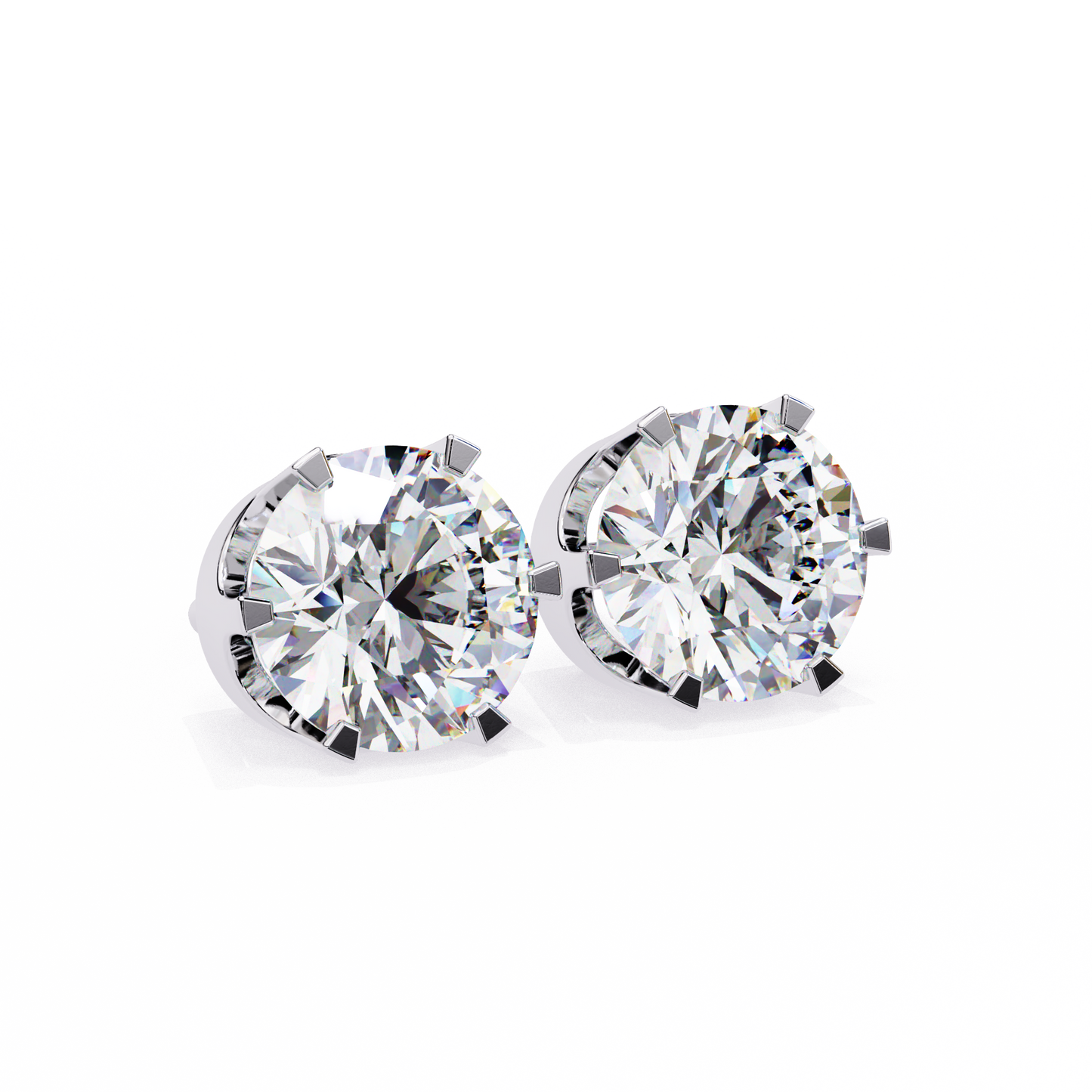 Solitaire 2.57Ct Round Cut Lab Grown Diamond 6 Pave Set Delicate Handmade Vintage Daily Wear Stud Earring - HIGHCARAT DIAMONDS
