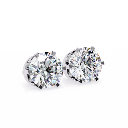 Solitaire 2.57Ct Round Cut Lab Grown Diamond 6 Pave Set Delicate Handmade Vintage Daily Wear Stud Earring - HIGHCARAT DIAMONDS
