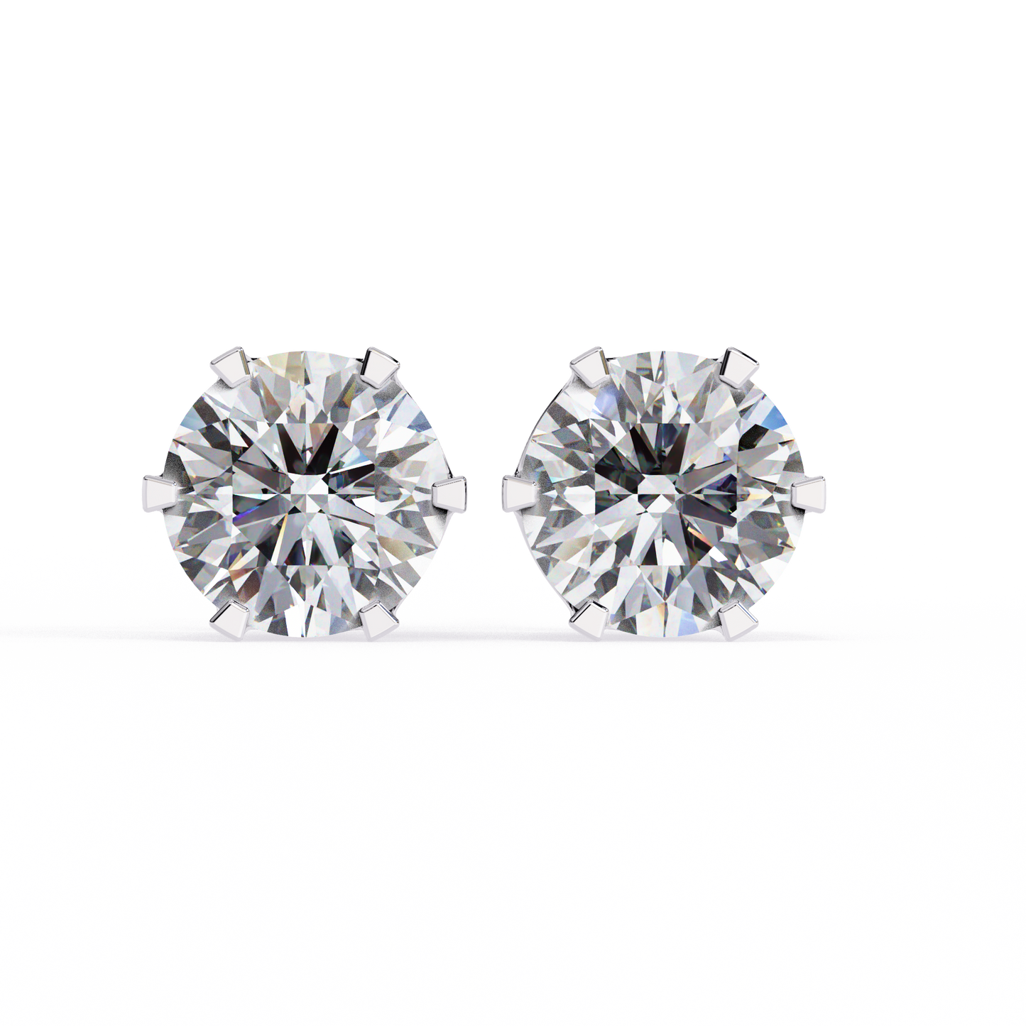 Solitaire 2.57Ct Round Cut Lab Grown Diamond 6 Pave Set Delicate Handmade Vintage Daily Wear Stud Earring - HIGHCARAT DIAMONDS