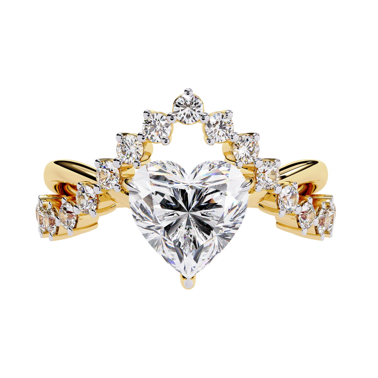 Solitaire 2.62Ct Heart and Round Cut Vintage Heart Crown Stunning Ring For Women