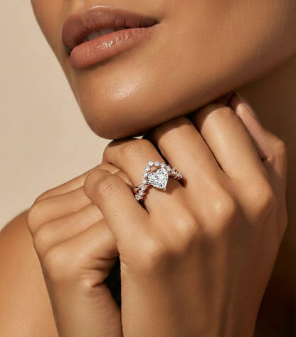 Solitaire 2.62Ct Heart and Round Cut Vintage Heart Crown Stunning Ring For Women