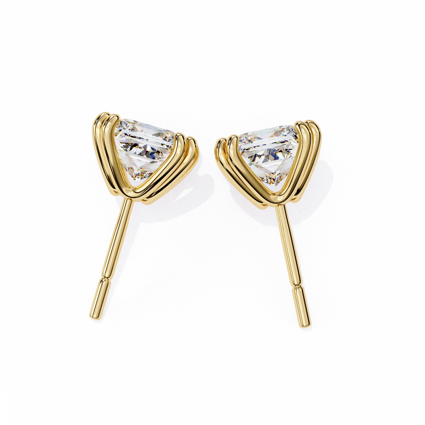 Solitaire 3.04Ct Princess Cut Diamond Unique Stacking Double Prong Set Dainty Stud Party Wear Earring For Gift - HIGHCARAT DIAMONDS