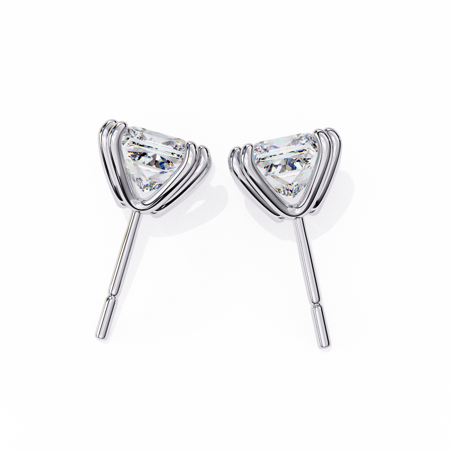 Solitaire 3.04Ct Princess Cut Diamond Unique Stacking Double Prong Set Dainty Stud Party Wear Earring For Gift - HIGHCARAT DIAMONDS