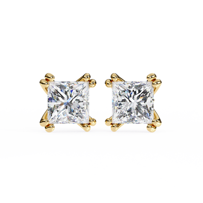 Solitaire 3.04Ct Princess Cut Diamond Unique Stacking Double Prong Set Dainty Stud Party Wear Earring For Gift - HIGHCARAT DIAMONDS