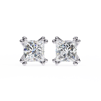 Solitaire 3.04Ct Princess Cut Diamond Unique Stacking Double Prong Set Dainty Stud Party Wear Earring For Gift - HIGHCARAT DIAMONDS
