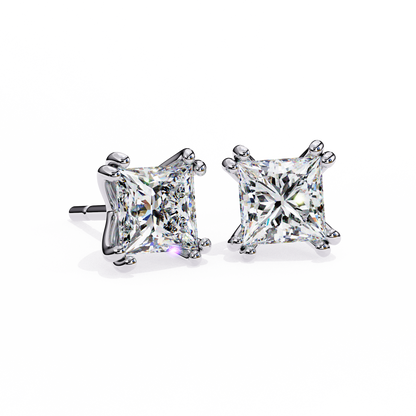 Solitaire 3.04Ct Princess Cut Diamond Unique Stacking Double Prong Set Dainty Stud Party Wear Earring For Gift - HIGHCARAT DIAMONDS