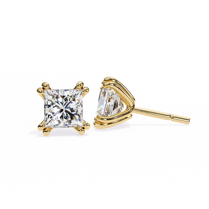 Solitaire 3.04Ct Princess Cut Diamond Unique Stacking Double Prong Set Dainty Stud Party Wear Earring For Gift - HIGHCARAT DIAMONDS