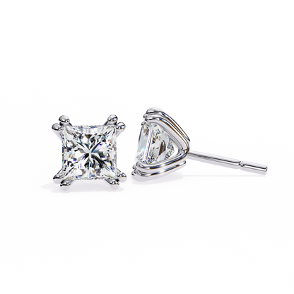 Solitaire 3.04Ct Princess Cut Diamond Unique Stacking Double Prong Set Dainty Stud Party Wear Earring For Gift - HIGHCARAT DIAMONDS