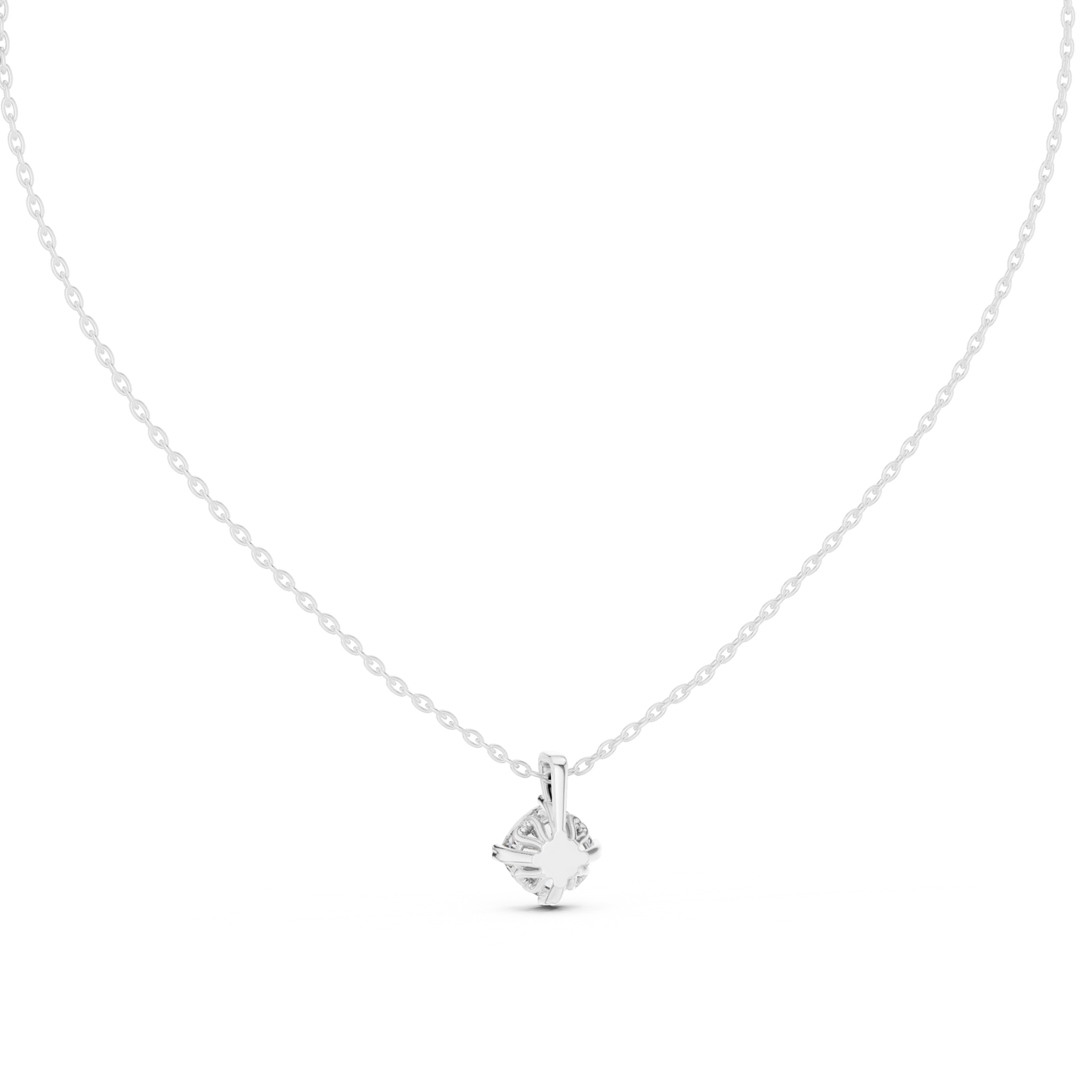 Solitaire Cushion Cut Langrown Sparkling Diamond Pendant For Her In 18K Solid Yellow Gold