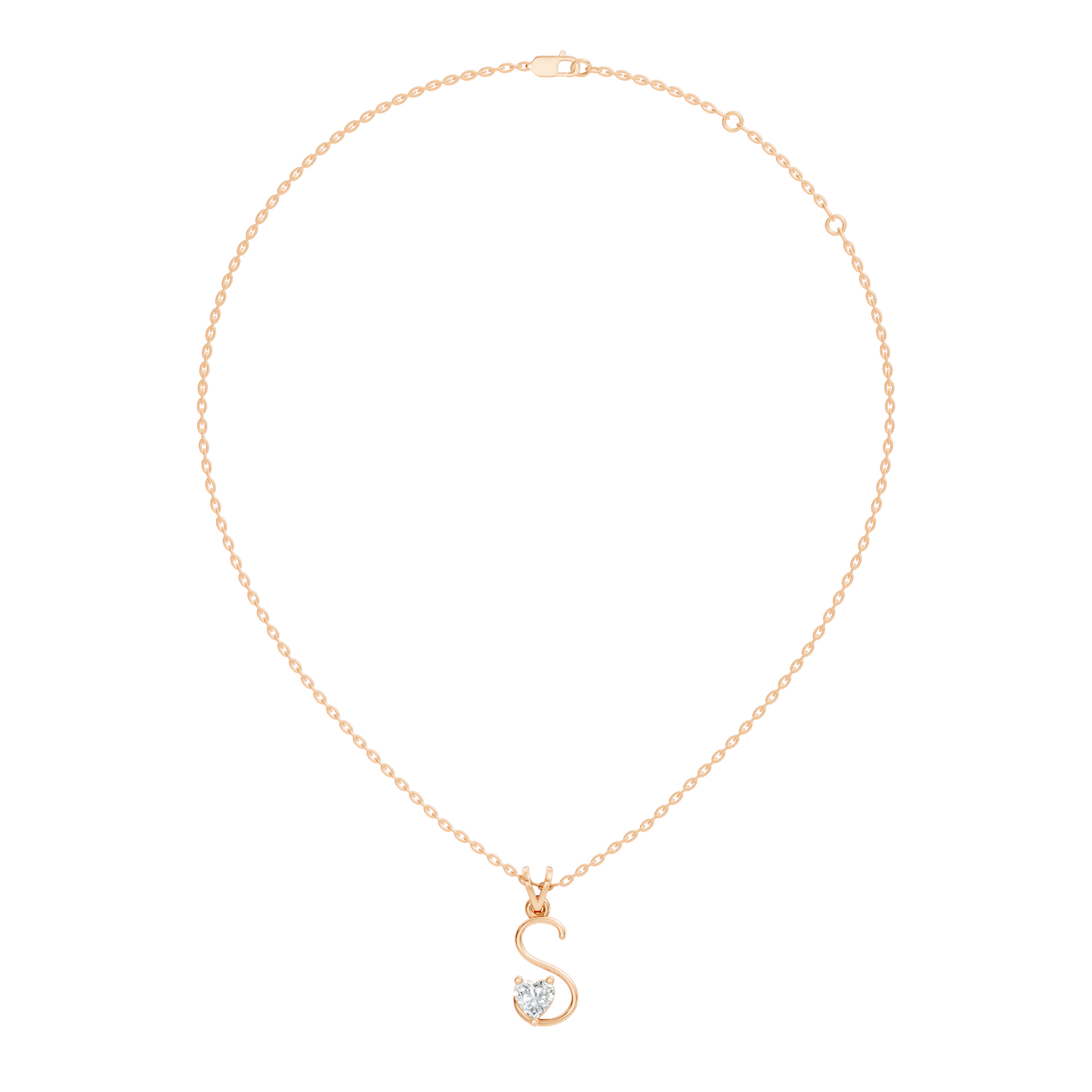 Elegant S Letter Heart Diamond Pendant - 0.50 Ct Anniversary Gift for Her - HIGHCARAT DIAMONDS
