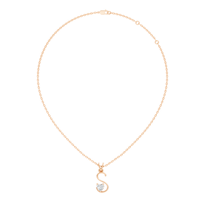 Elegant S Letter Heart Diamond Pendant - 0.50 Ct Anniversary Gift for Her - HIGHCARAT DIAMONDS