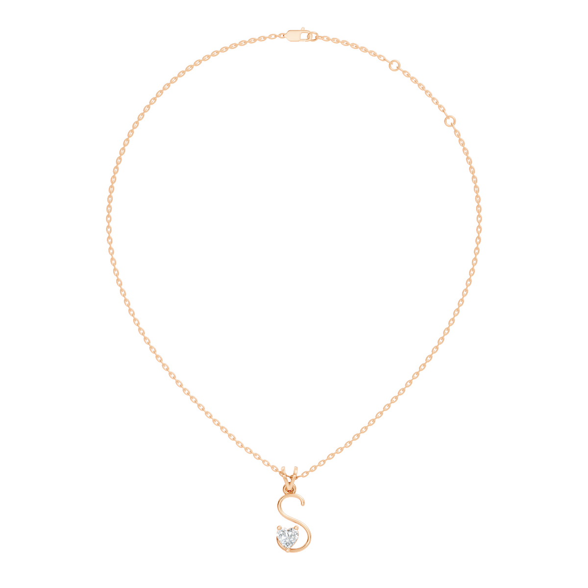 S Letter Lab Grown Diamond Pendant Side Profile Showing Setting