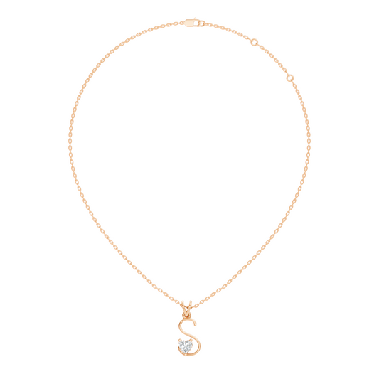 S Letter Lab Grown Diamond Pendant Side Profile Showing Setting