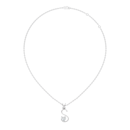 Elegant S Letter Heart Diamond Pendant - 0.50 Ct Anniversary Gift for Her - HIGHCARAT DIAMONDS